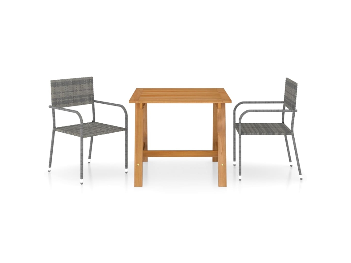 Conjunto de comedor de jardín de 3 piezas DKD Home Decor gris