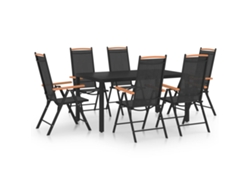 vidaXL Juego de comedor para jardín de 7 piezas aluminio negro