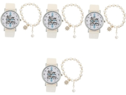 2 Juegos Decoración Redonda Acentuada Relojes Regalo Decorativo Reloj Pulsera Metal Dulce Mujer Cuero Premium