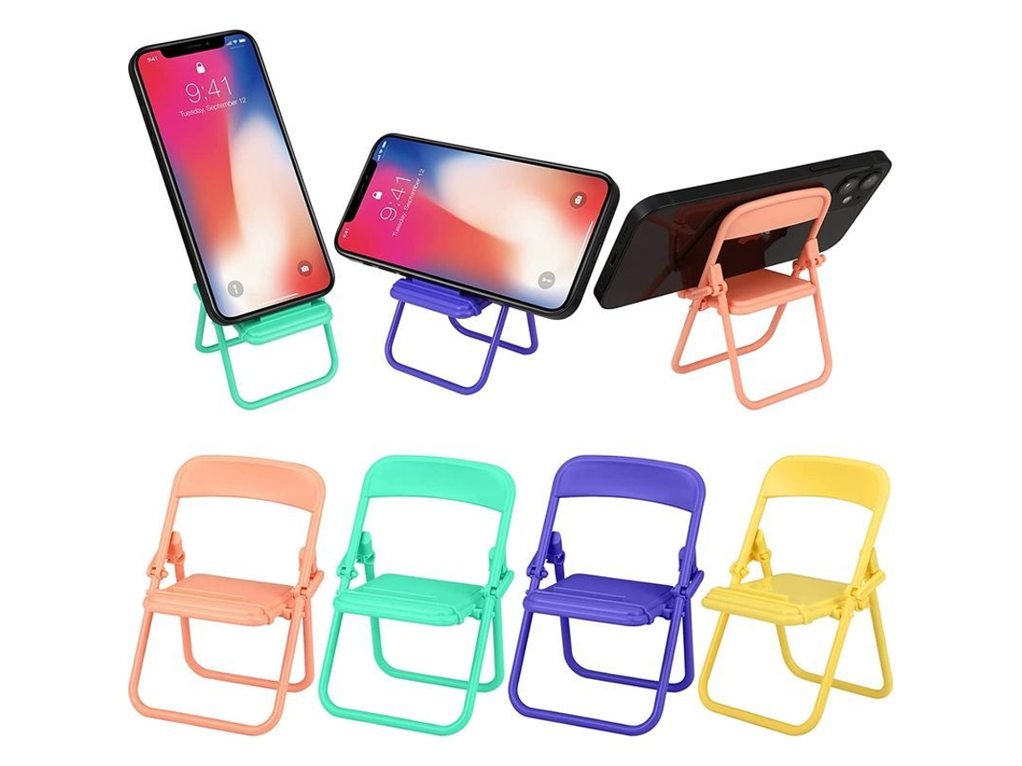 Bonito Mini Soporte Para Teléfono Móvil Con Forma De Silla, Ajustable, Plegable, 4 Piezas