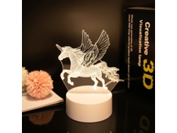 Lámpara de noche 3D con ilusión, interruptor táctil de 7 colores y alimentación USB, Siurn (Pegasus)
