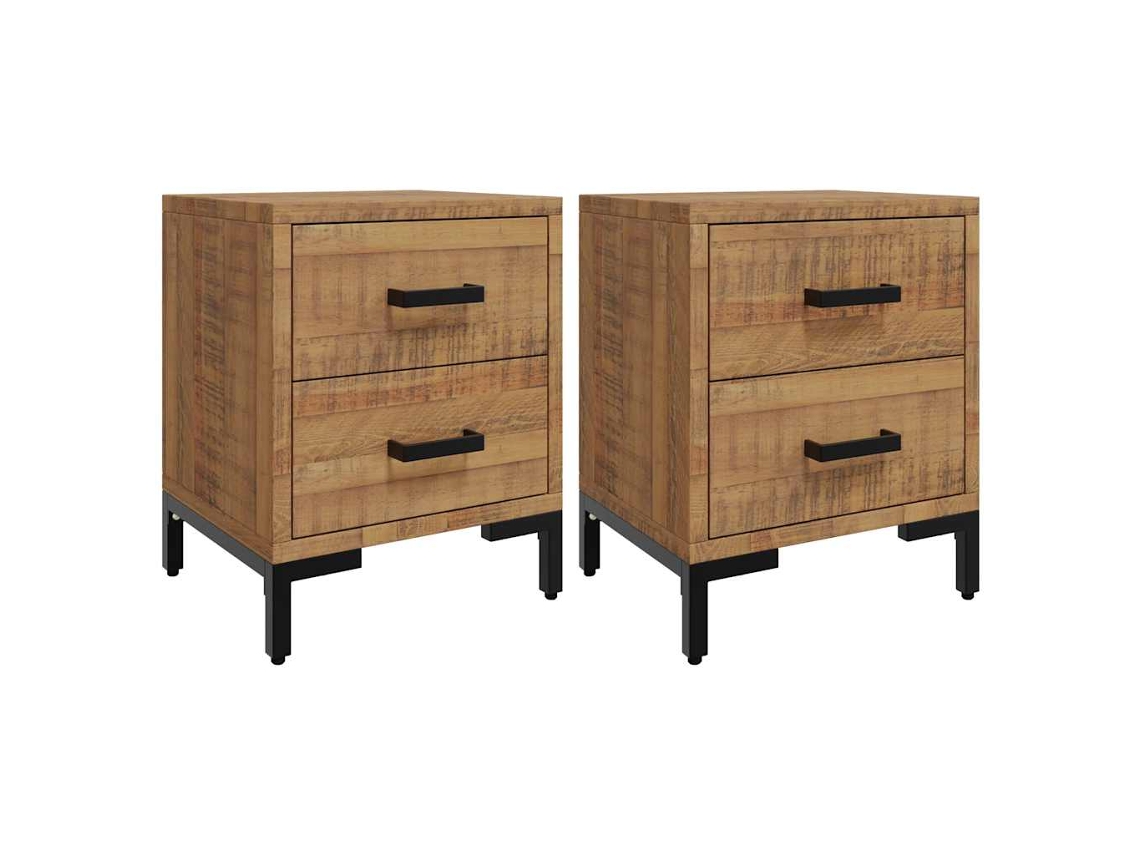 Maison Exclusive - Mesitas De Noche 2 Uds Madera Maciza De Pino 36x30x45 Cm