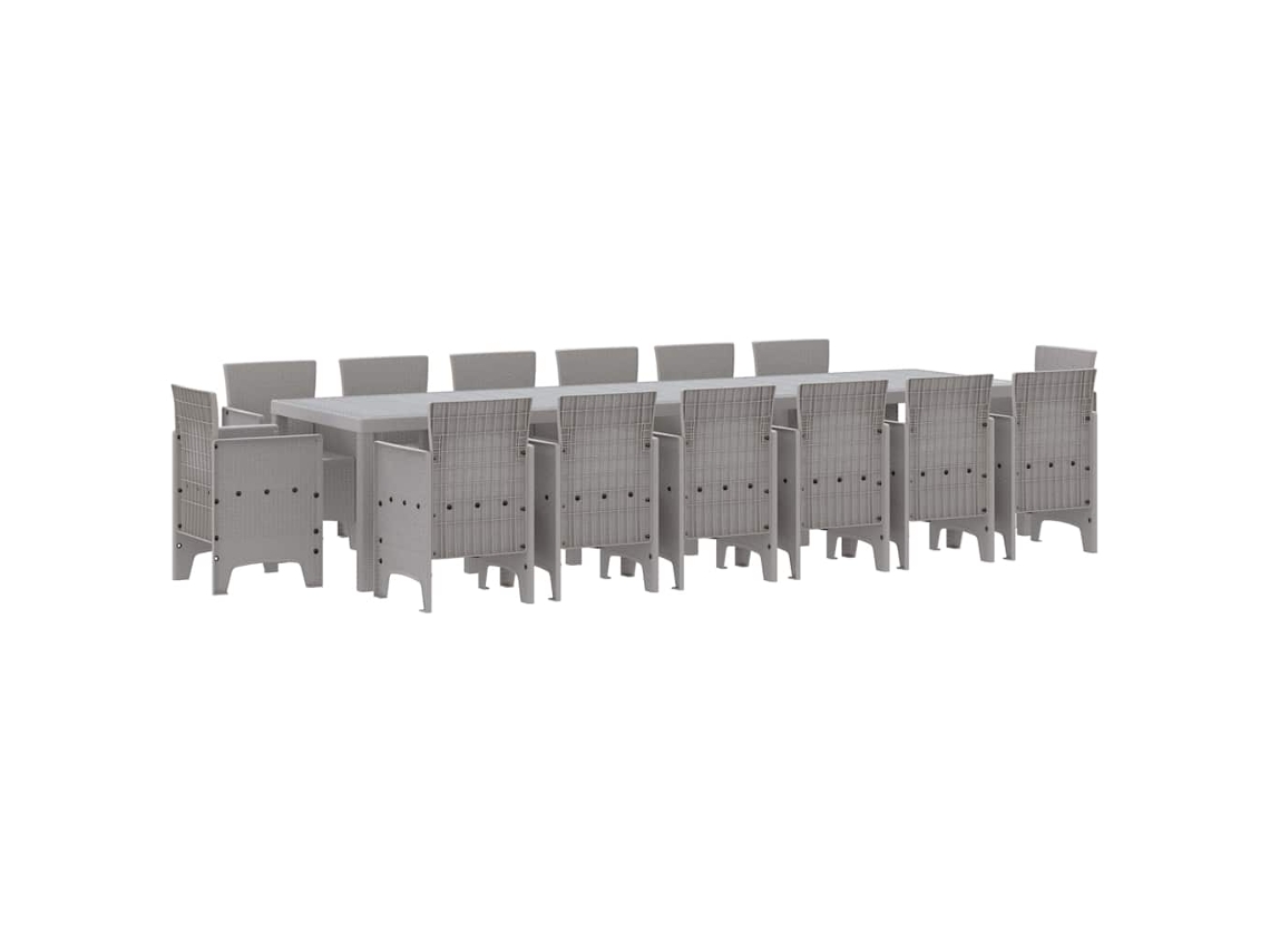 Maison Exclusive - Conjunto De Comedor De Jardín 15 Pcs Gris Claro Ratan Polt