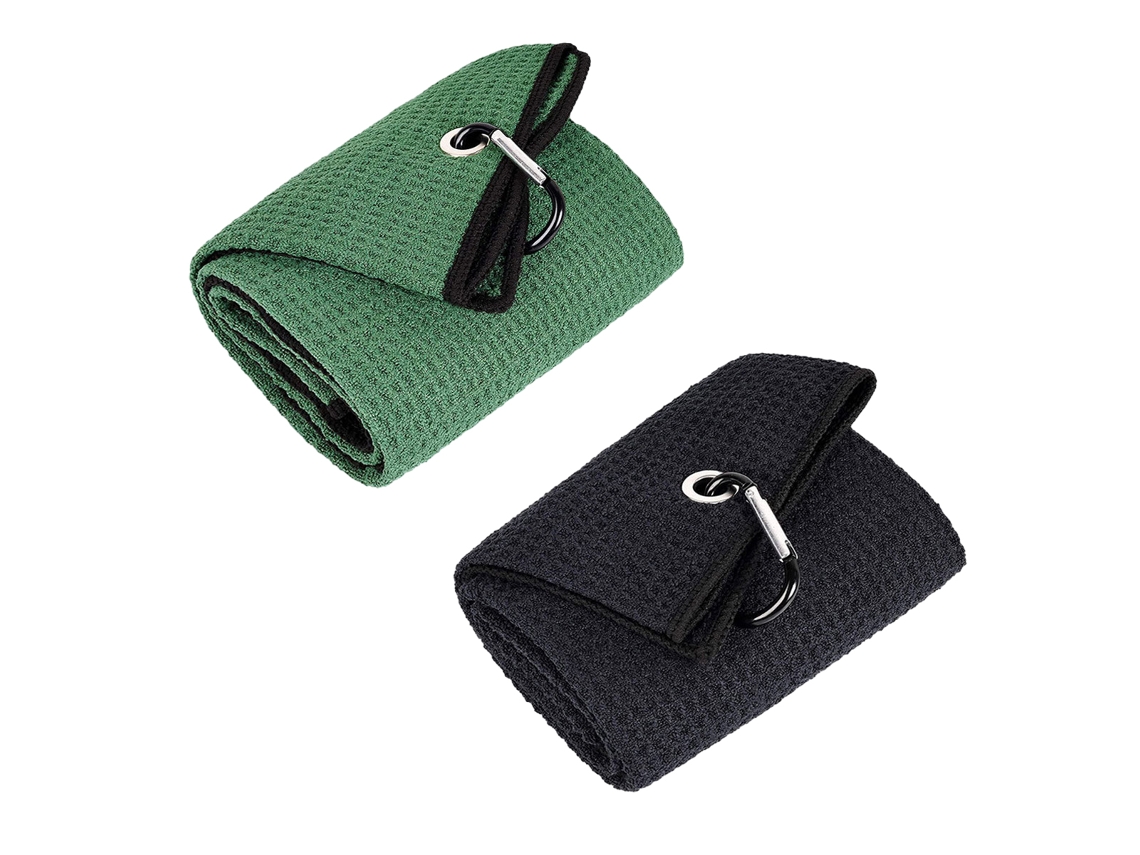 JILLIOPER 2 unidades 40x40 cm toallas de golf de microfibra con clip mosquetón para bolsas de golf para hombres