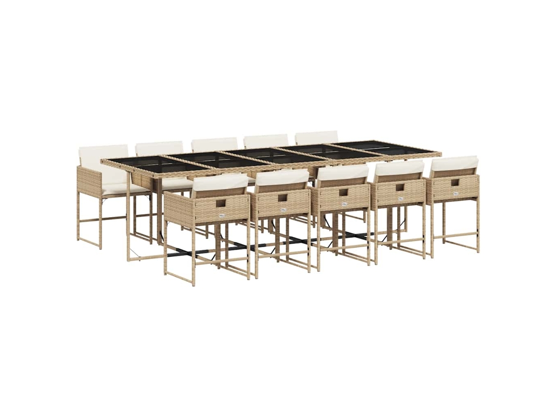 Maison Exclusive - Set Comedor De Jardín 11 Pzas Con Cojines Ratán Sintético Beige