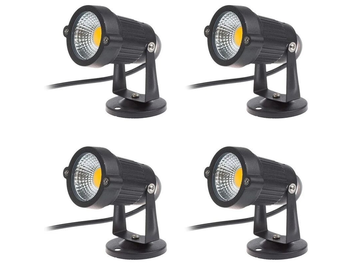 Juego De 4 Focos Led Cob Ajustables De 5w Y 220v Para Iluminación De Jardín/terraza (blanco Cálido)