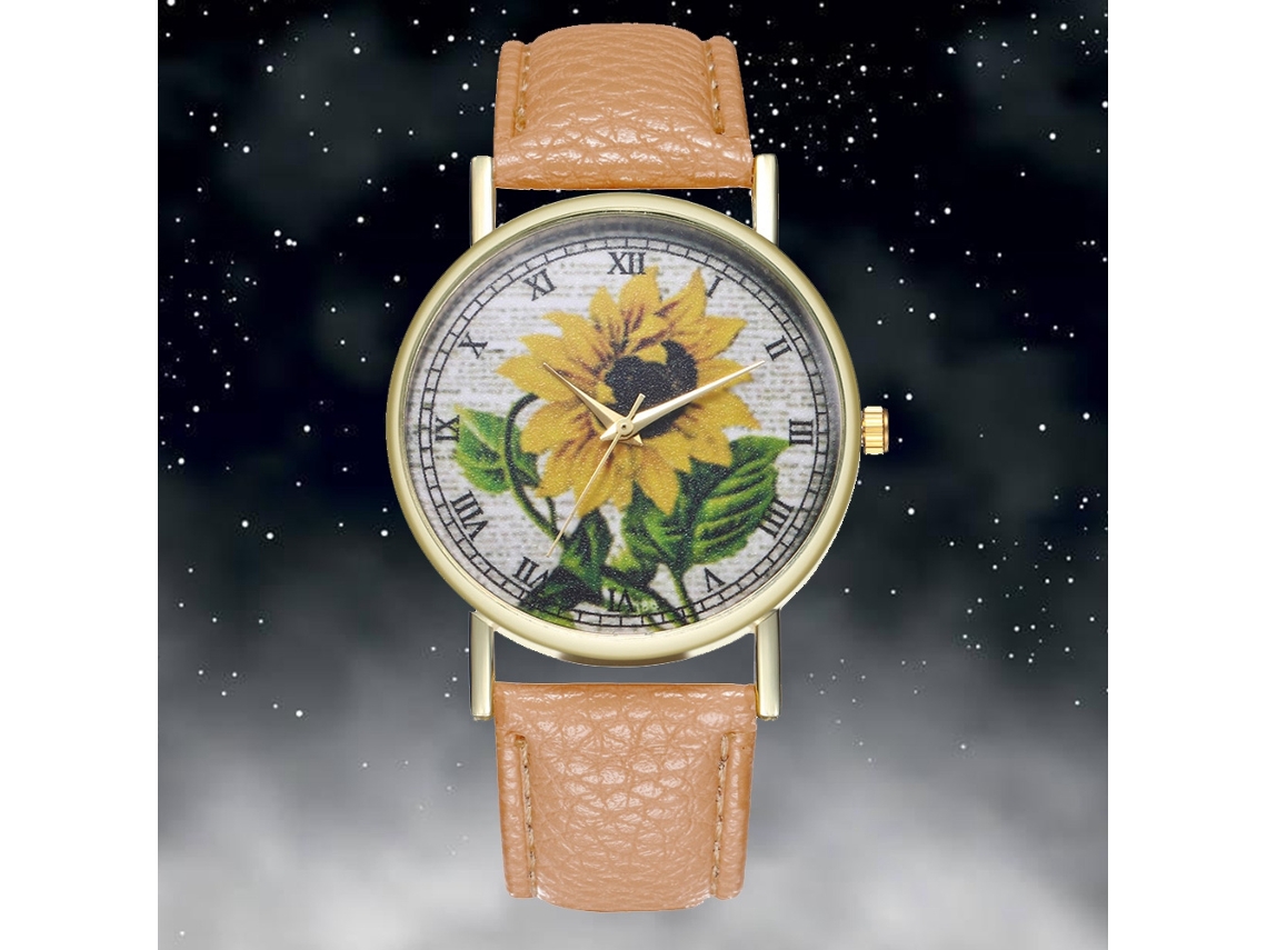 Reloj Analógico De Cuarzo Para Mujer Y Hombre Con Correa De Pu Beige