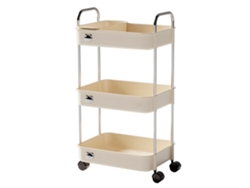 Carrito de 3 niveles con ruedas, gran capacidad, estante de almacenamiento para sala de estar, cocina, color blanco crema