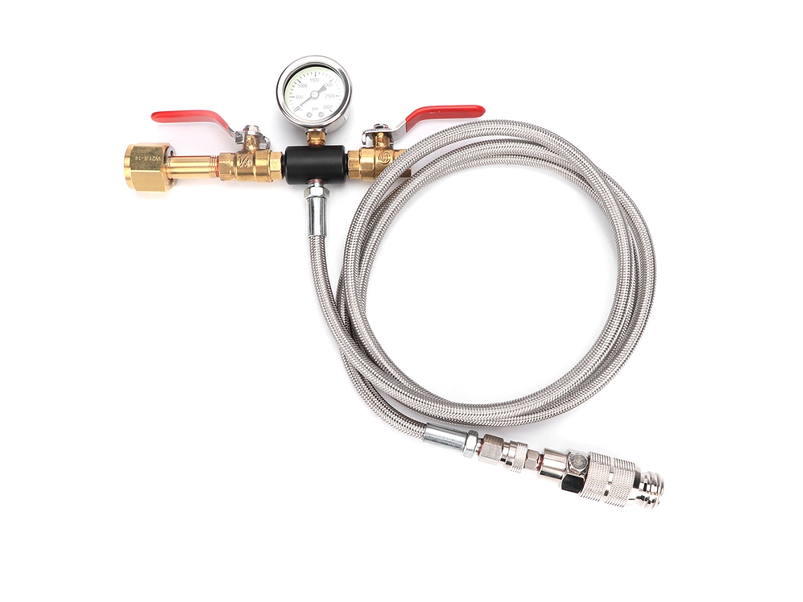 Adaptador de CO2 con conector de doble válvula y manómetro