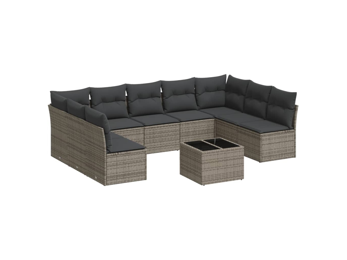 Maison Exclusive - Set De Sofás De Jardín 10 Pzas Con Cojines Ratán Sintético Gris