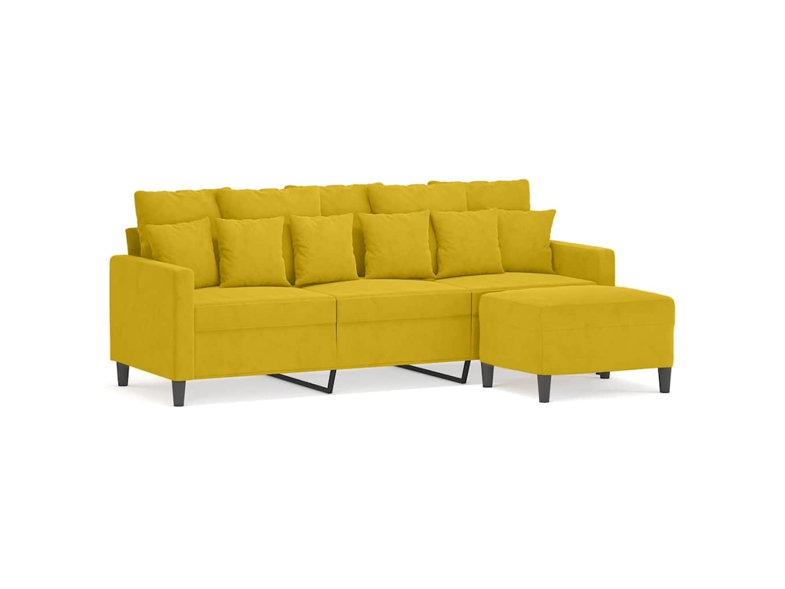 Maison Exclusive - Sofá De 3 Plazas Con Taburete Terciopelo Amarillo 180 Cm