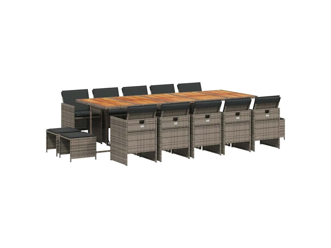 Maison Exclusive - Set Comedor De Jardín Con Cojines 15 Pzas Ratán Sintético Gris