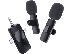 Micrófono de solapa inalámbrico 3 en 1 para smartphone, micrófono Bluetooth para Android y Panoona