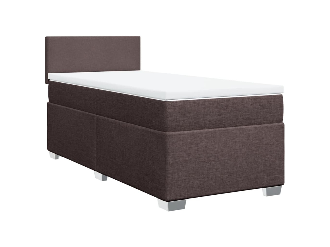 Maison Exclusive - Cama Box Spring Con Colchón Tela Marrón Oscuro 90x200 Cm