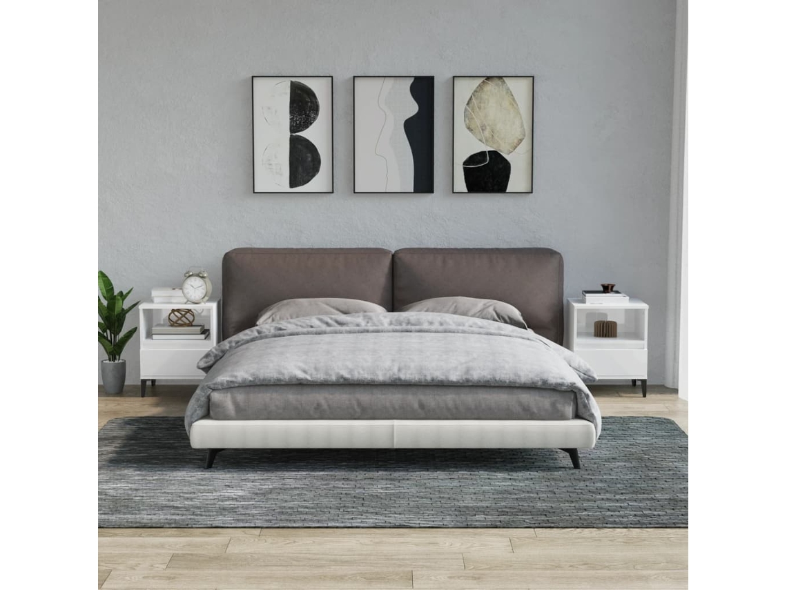 Mesitas de Noche 2 Pzs 40X35X50 Cm Blanco Brillante
