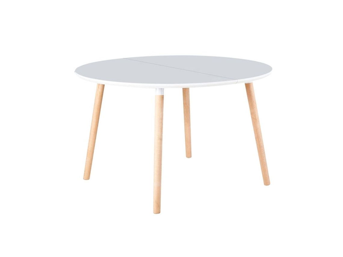 Mesa de Comedor ABECEDARIO Nordika (Blanco - DM y Madera - 100/140/180 x 75 x 100 cm)