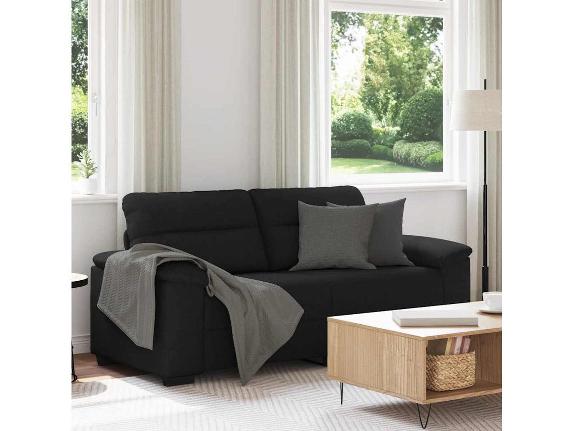 Sofá 2 Plazas Tela Negro 140 Cm