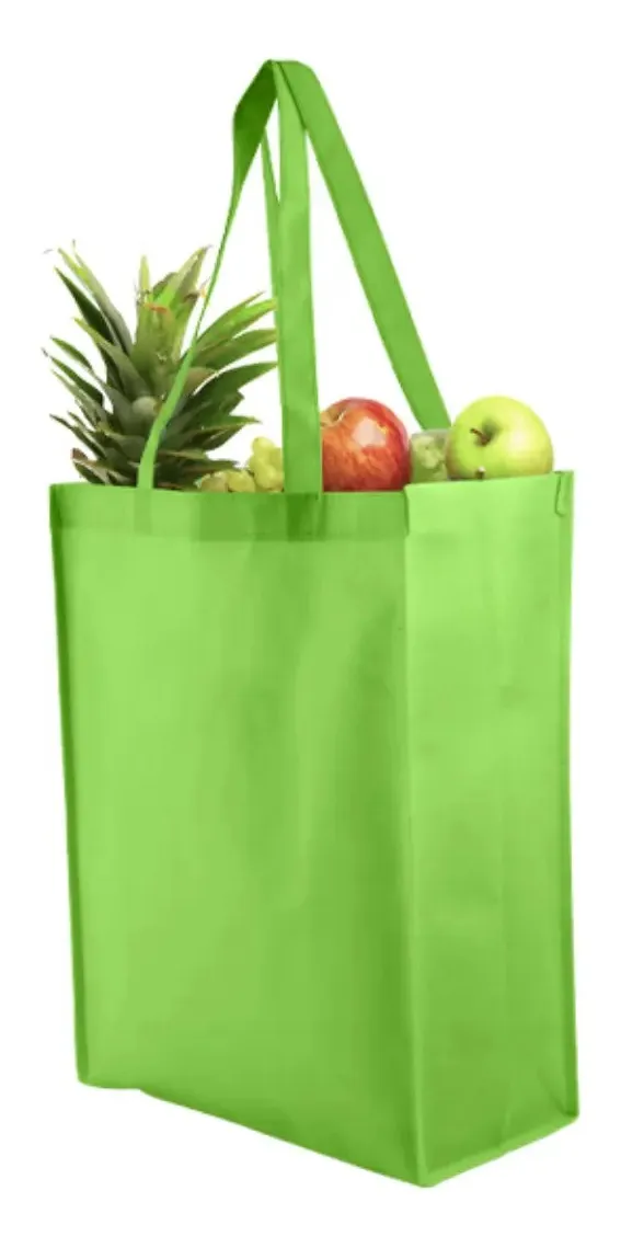90 Bolsas Ecologicas Verde Limon Personalizadas 34x38x15vayotoy