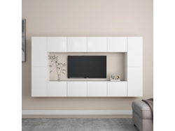 8 Pzs Pack de Muebles de Armario Tv Contrachapado Blanco