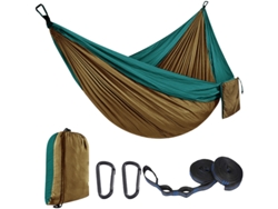 Hamaca Individual Chrui Con 51 Correas Y Mosquetón, 270 X 140 Cm (verde Oscuro, Camello)