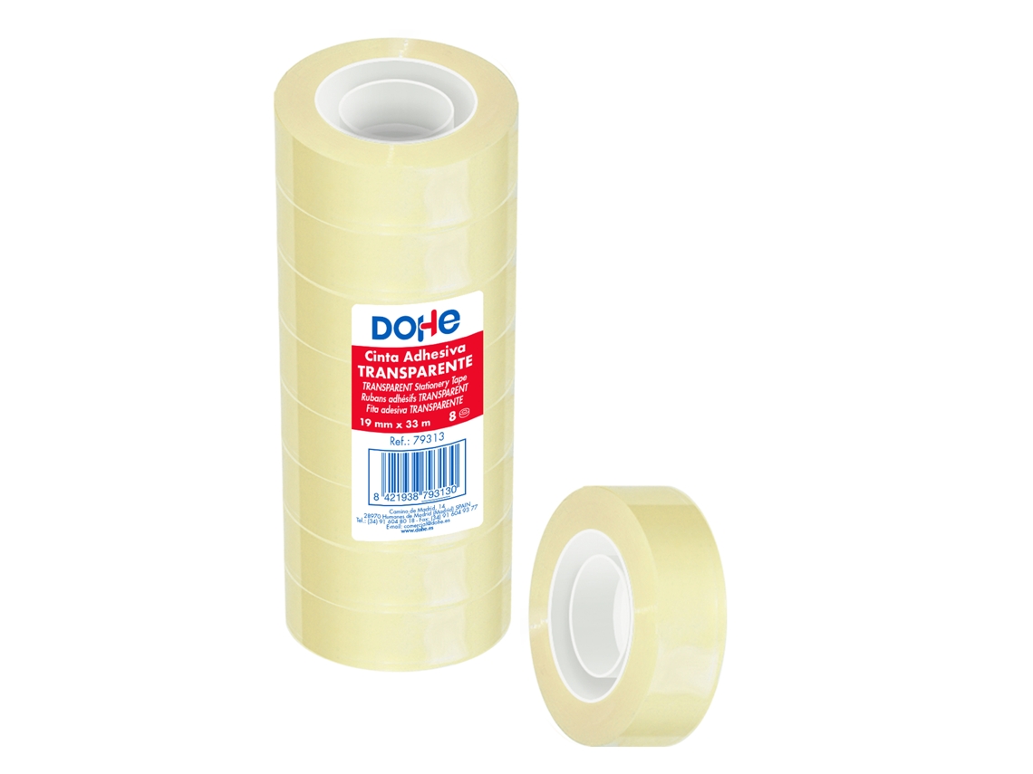 Pack de 8 Cintas Adhesivas Transparente de Polipropileno 19Mm X 33M Dohe
