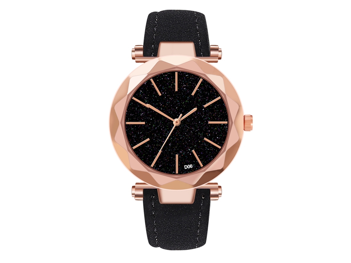 Reloj De Pulsera Sencillo Para Mujer En Piel Sintética Con Movimiento De Cuarzo Negro.