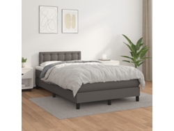 Cama Box Spring Con Colchón Cuero Sintético Gris 120x200 Cm