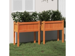 Macetas de jardín con patas, 2 unidades, pino macizo, cera marrón, DKD Home Decor