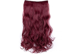 Extensión De Pelo Ondulado Rizado Mate Sintético 23.6in Con 6 Clips Para Mujer Rojo Vino