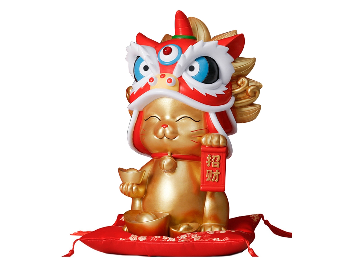 Figurita de gato de la suerte de porcelana dorada Tienda Oficina