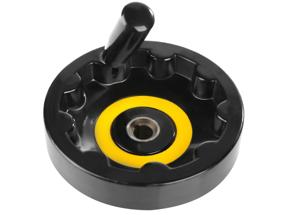 Volante giratorio plegable de plástico negro para tornos