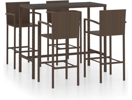 Conjunto 5 de bar de jardín VIDAXL ratán sintético marrón