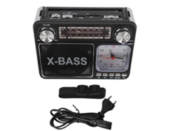 Radio Bluetooth Inalámbrica Retro Portátil Con Sintonización Manual Am/fm/sw, Luz, Reloj, Enchufe Europeo De 220 V, Color Negro.