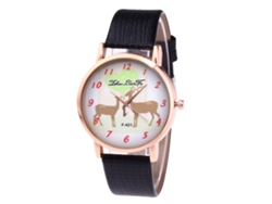 Reloj De Pulsera De Moda Para Mujer En Piel Sintética De Cocodrilo Con Movimiento De Cuarzo Negro.