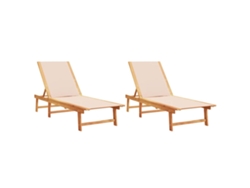 Maison Exclusive - Tumbonas 2 Unidades Madera Maciza De Acacia Y Textileno Crema