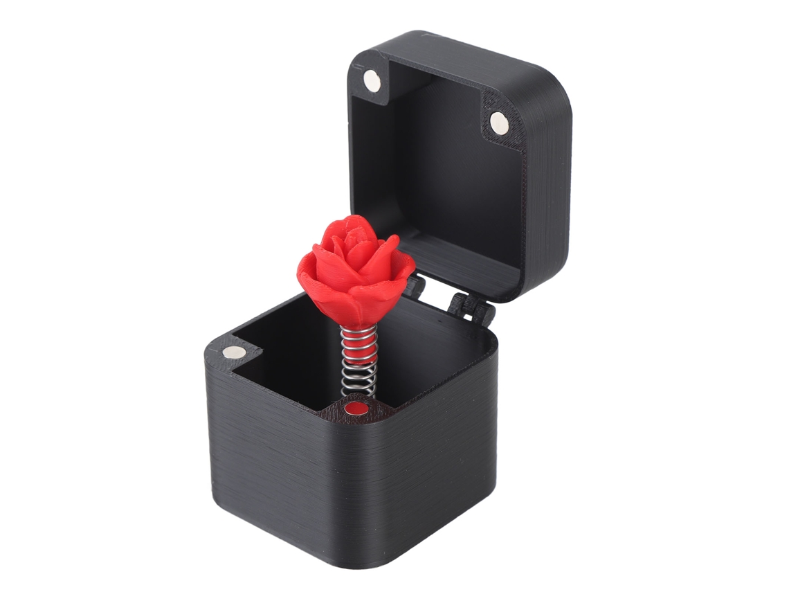 Caja Regalo Sorpresa De Rosa Roja Impresa En 3d Con Pop Up Para Cumpleaños Y Fiestas