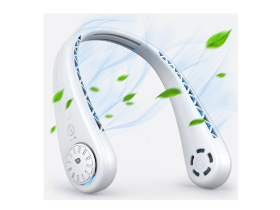 Ventilador de cuello Yizhood de 3600 mAh, rotación de 360°, 3 velocidades, color blanco