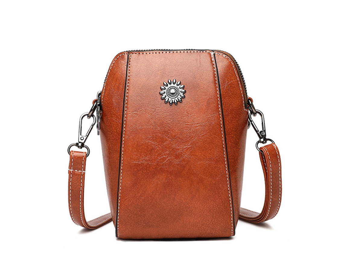 Bolso De Hombro Impermeable De Pu Para Mujer, Dos Capas, Ajustable, Para Teléfono Móvil Y Tarjetas, Amarillo.