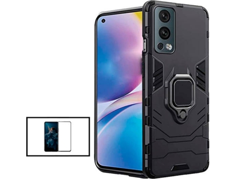 Kit Protector de Cristal Templado 5D Full Cover y Funda 3X1 Military Defender OnePlus Nord 2 5G PHONECARE Negro