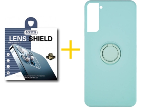 Carcasa + 1 Protector de Cámara para Samsung Galaxy S21 Plus 5G ACCETEL Verde Agua