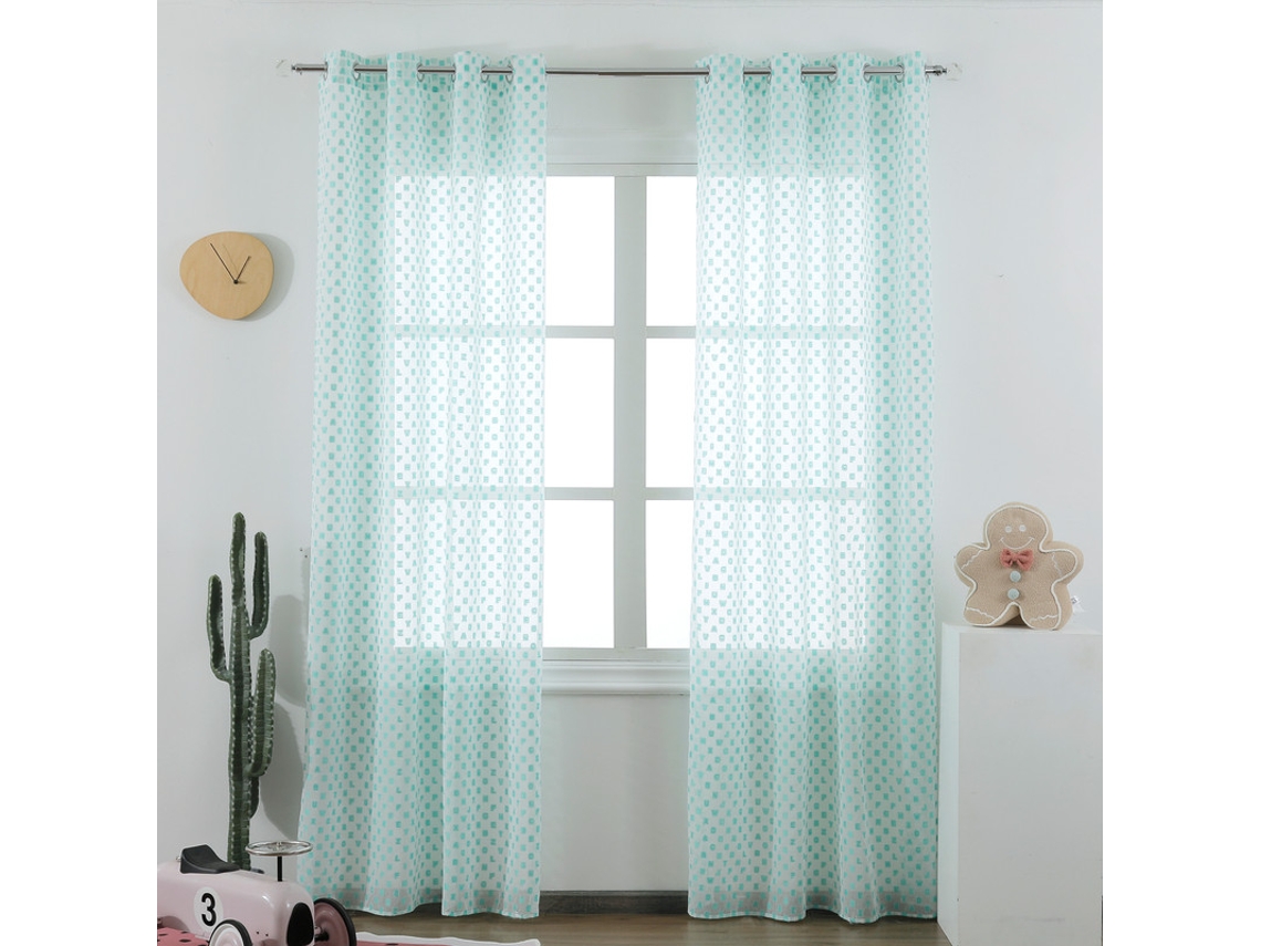 CORTINAS ALFANUMÉRICAS DE TUL AZUL LAGUNA 140 x 260 cm BOD HOME Individual
