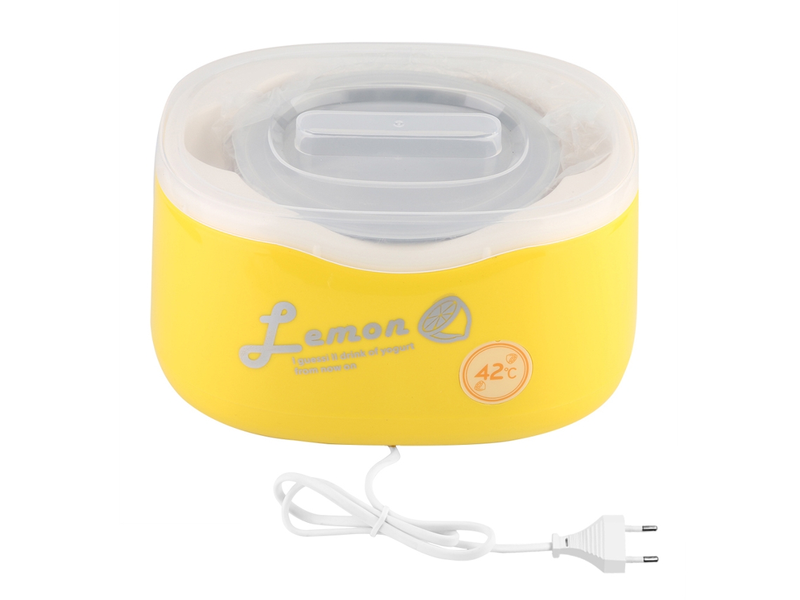 RNEMITERY Máquina de Yogur Casera Eléctrica Automática en Acero Inoxidable con Enchufe UE (Amarilla)