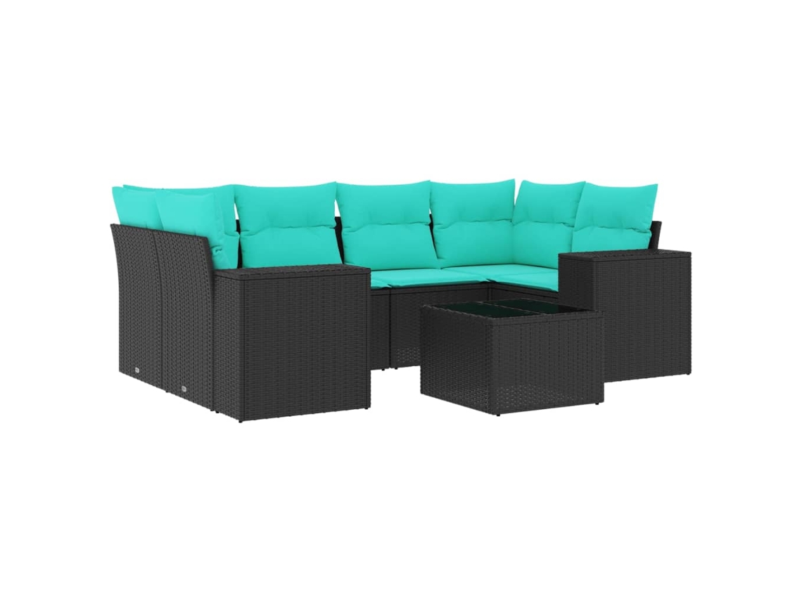 Maison Exclusive - Conjunto De Sofá De Jardín De 7 Piezas Con Cojines, De Poliratán Negro