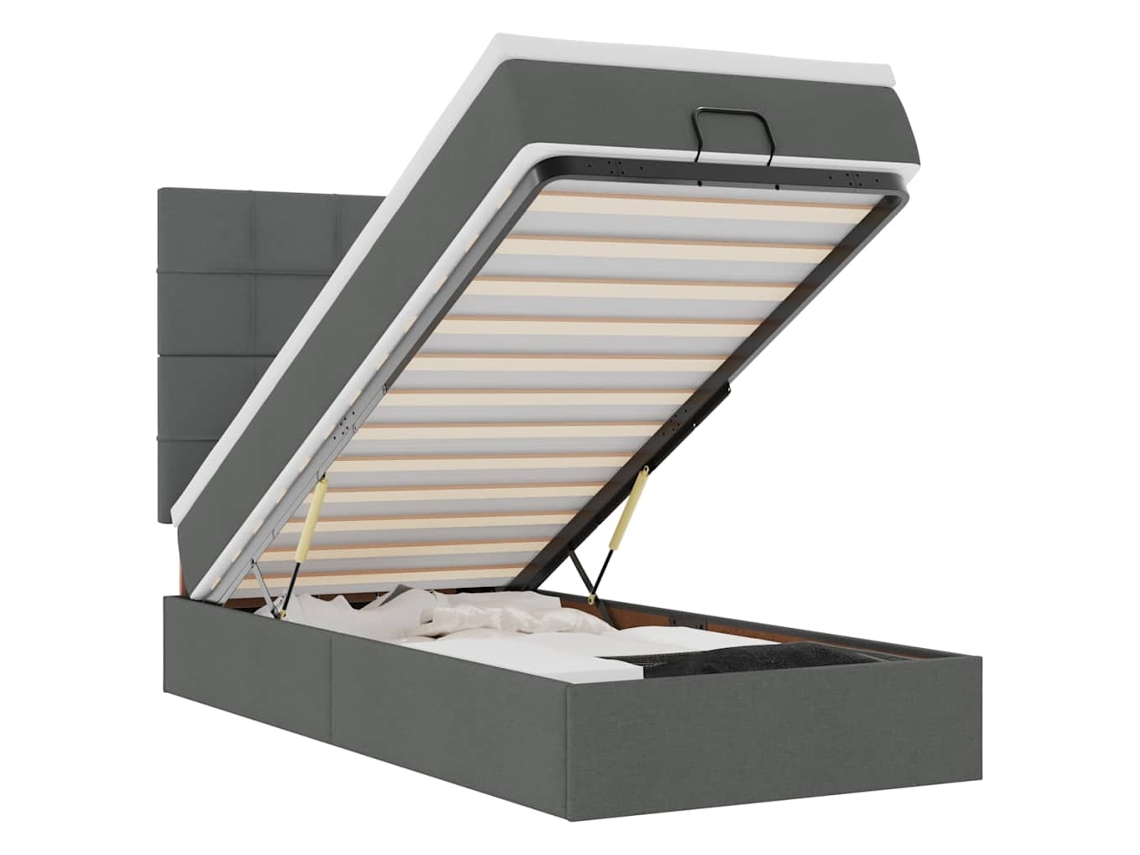 Maison Exclusive - Cama Otomana Con Colchón Y Led Tela Gris Oscuro 80x200cm