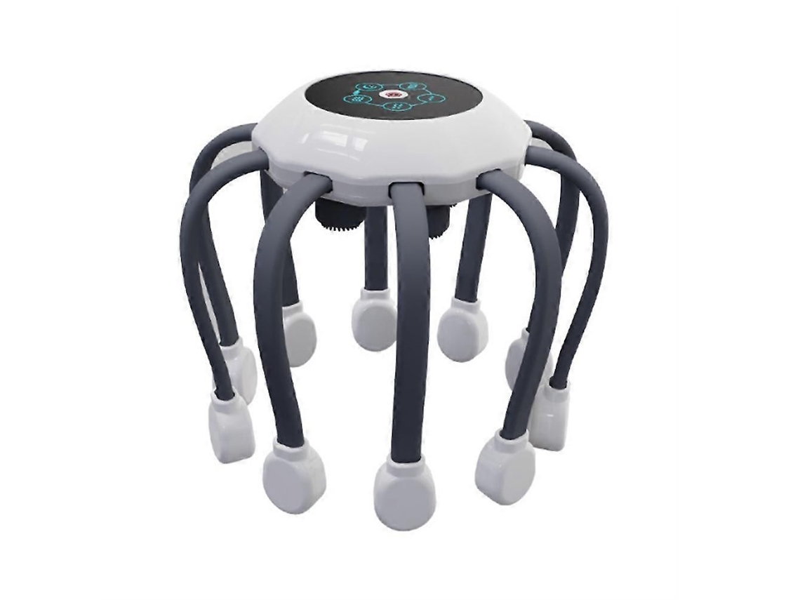 Masajeador eléctrico de cabeza GOKOCO con diseño de pulpo, masaje del cuero cabelludo, música, 5 modos, 14 contactos vibratorios, terapia de luz roja.