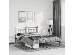 Estructura Cama Sin Colchón Con Cabecero Metal Negro 135x190 Cm