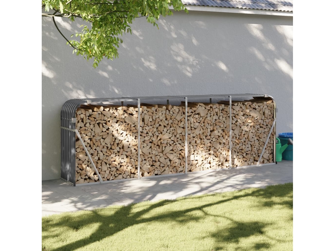 Leñero 300x45x100 cm Acero Galvanizado Antracita LOVELY HOME