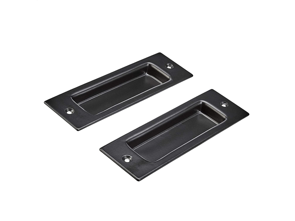 Juego De 2 Tiradores Empotrados Para Puerta Corredera, Negro, 13.7 Cm, Acero Resistente Con Tornillos De Montaje