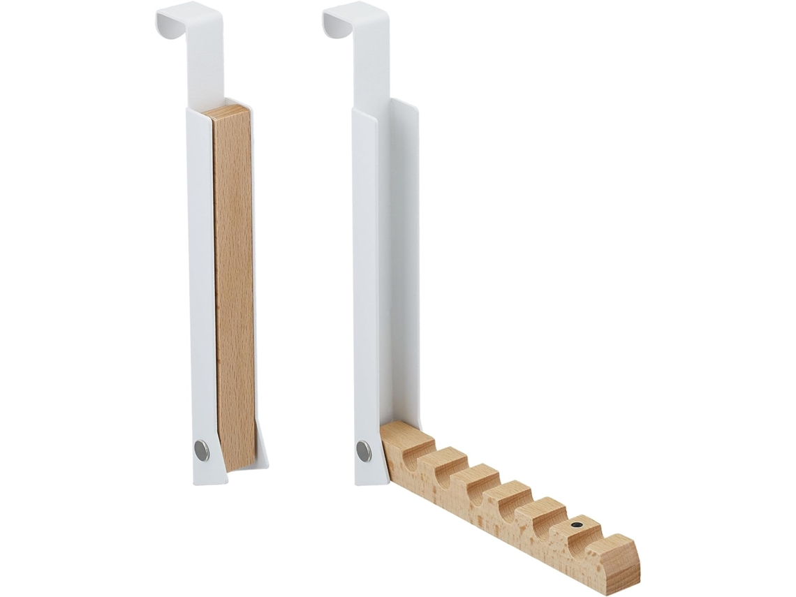 Perchero Plegable Para Puerta, 2 Piezas, Con 6 Perchas, Blanco