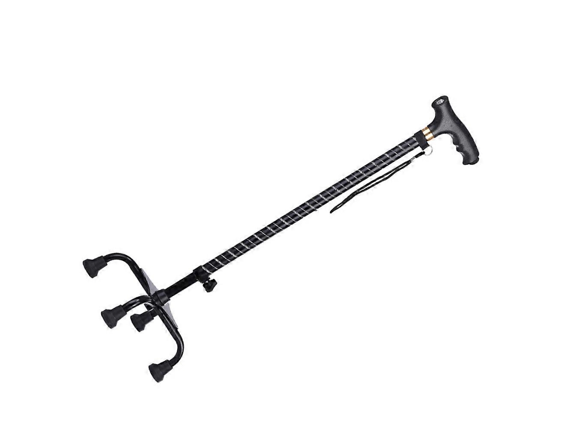 Bastón plegable fabricado en aleación de aluminio con pies ligeros y antideslizantes para personas mayores, negro, 1 unidad.